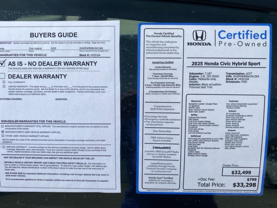 2025 Honda Civic Hybrid Sport