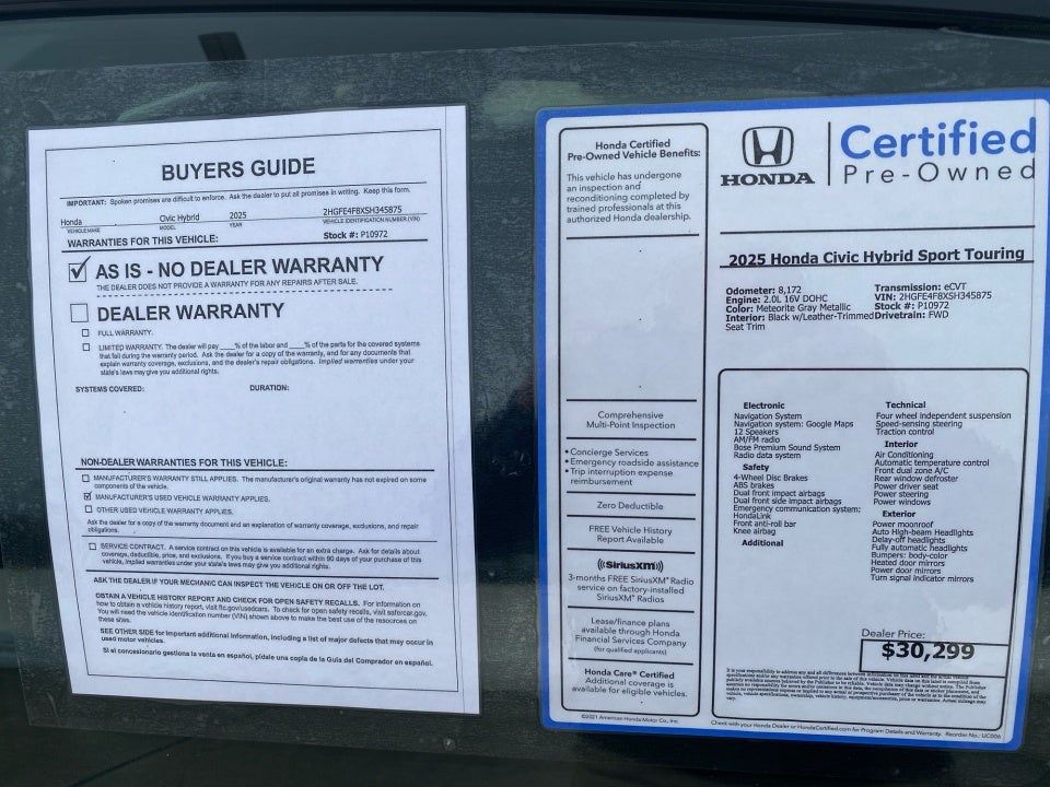 2025 Honda Civic Hybrid Sport