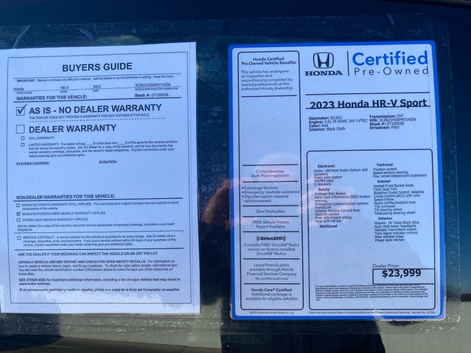 2023 Honda HR-V 2WD Sport