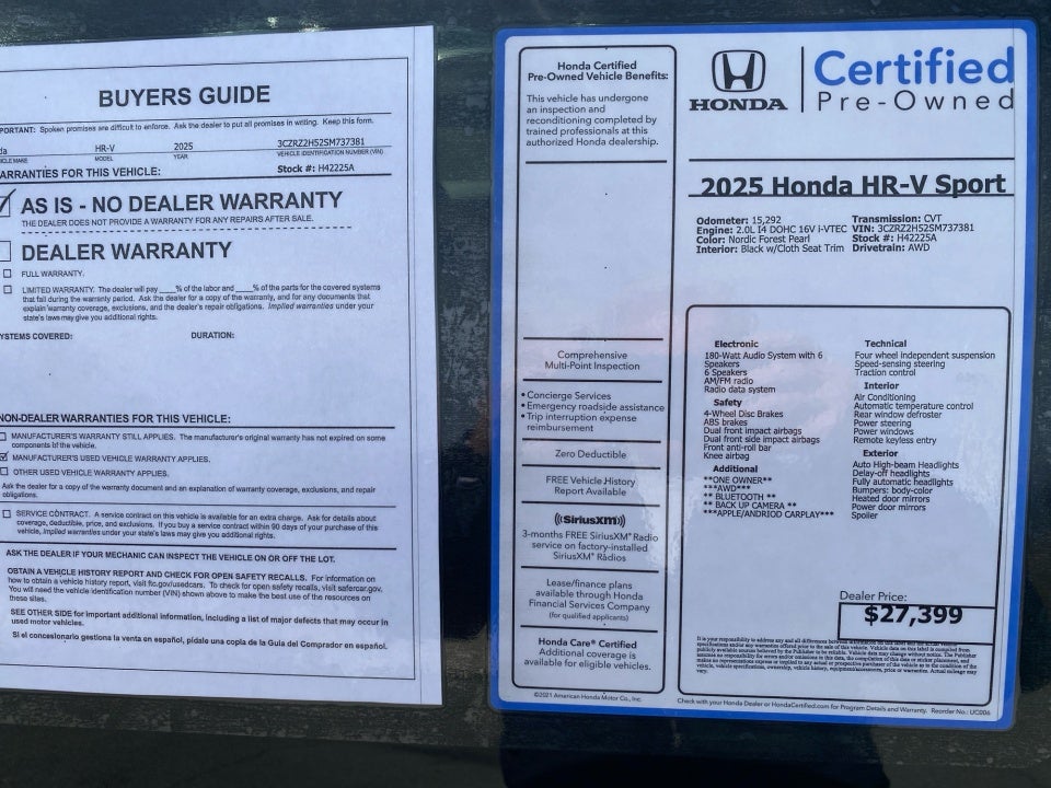 2025 Honda HR-V AWD Sport