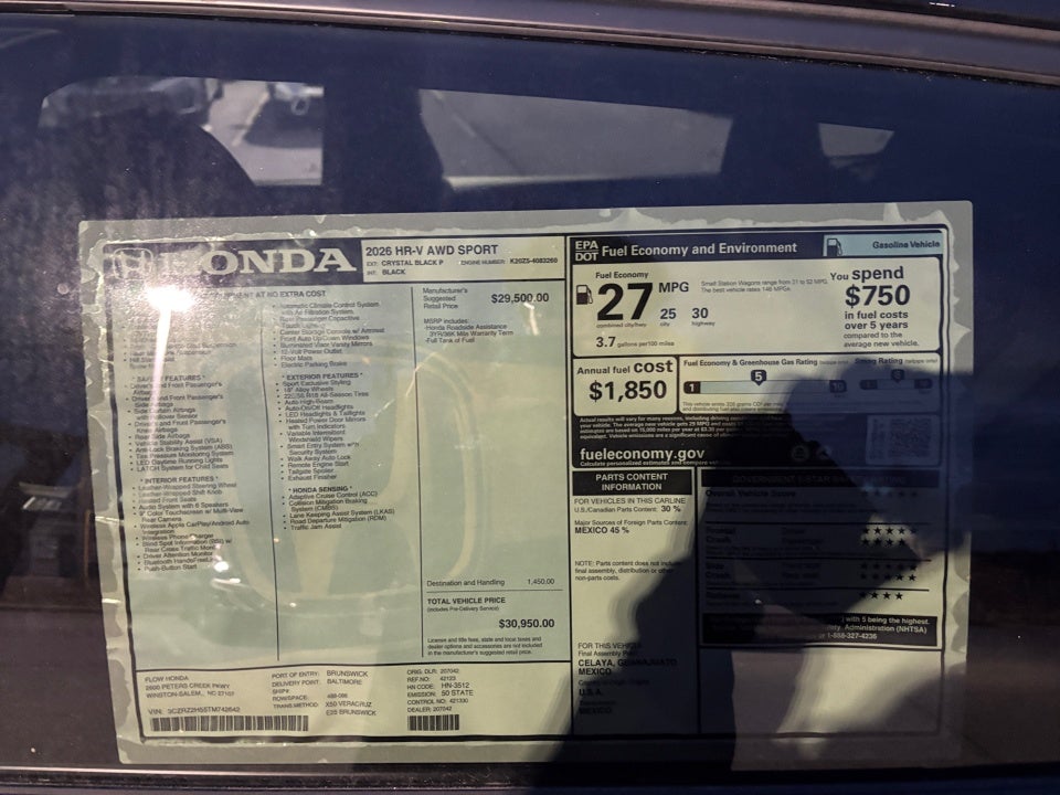 2026 Honda HR-V AWD Sport