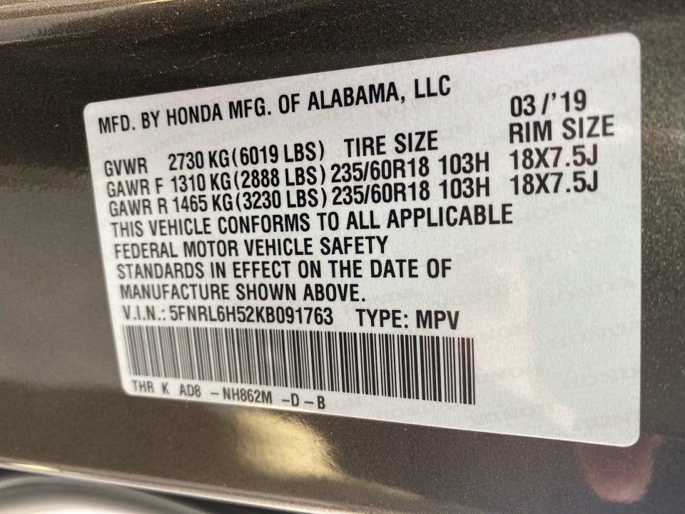 2019 Honda Odyssey EX