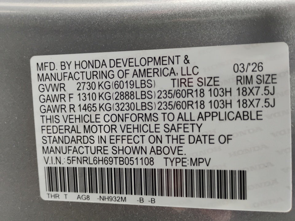 2026 Honda Odyssey EX-L