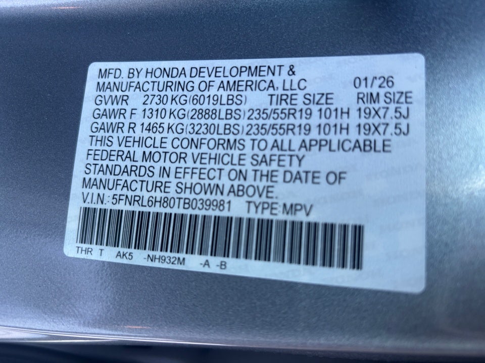 2026 Honda Odyssey Touring