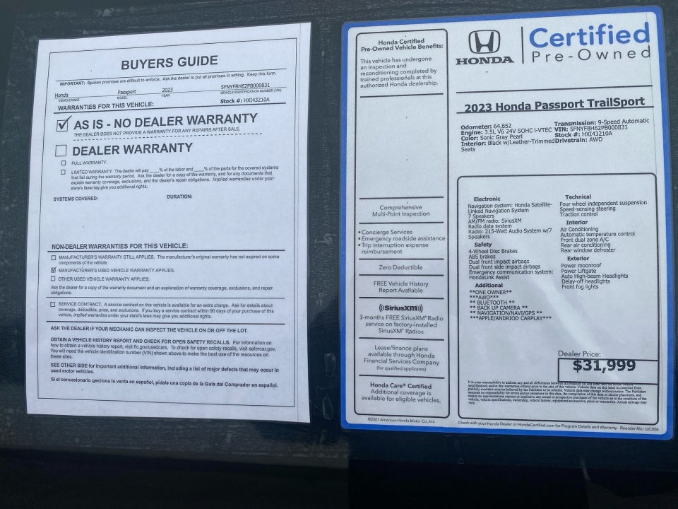 2023 Honda Passport AWD TrailSport