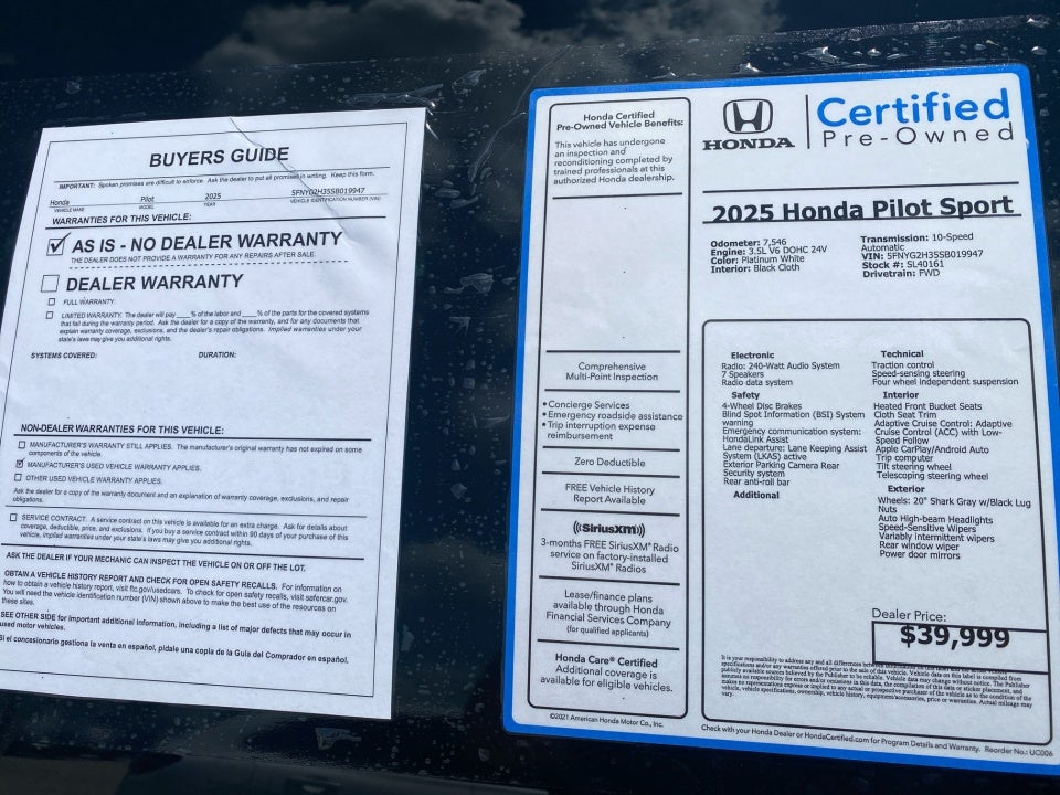 2025 Honda Pilot Sport