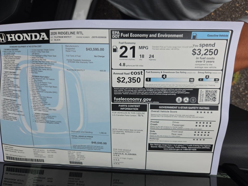 2026 Honda Ridgeline RTL