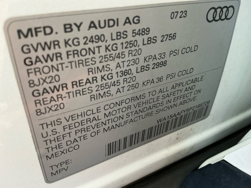 2023 Audi Q5 Sportback Premium Plus 45 TFSI S line quattro S tronic