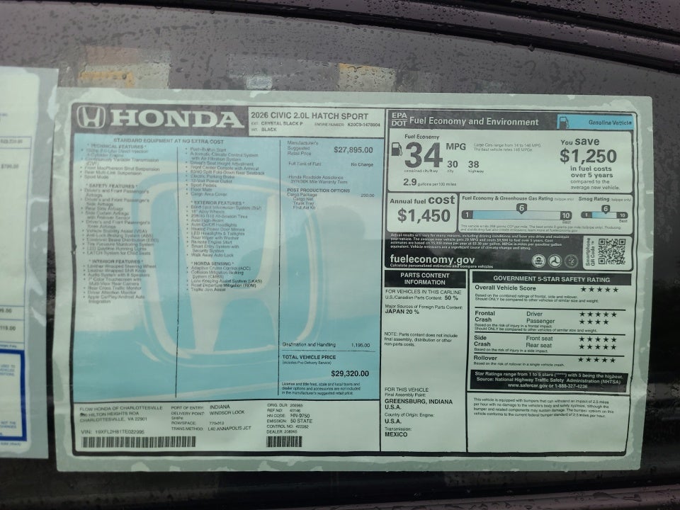 2026 Honda Civic Hatchback Sport