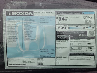 2026 Honda Civic Hatchback Sport