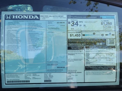 2026 Honda Civic Hatchback Sport