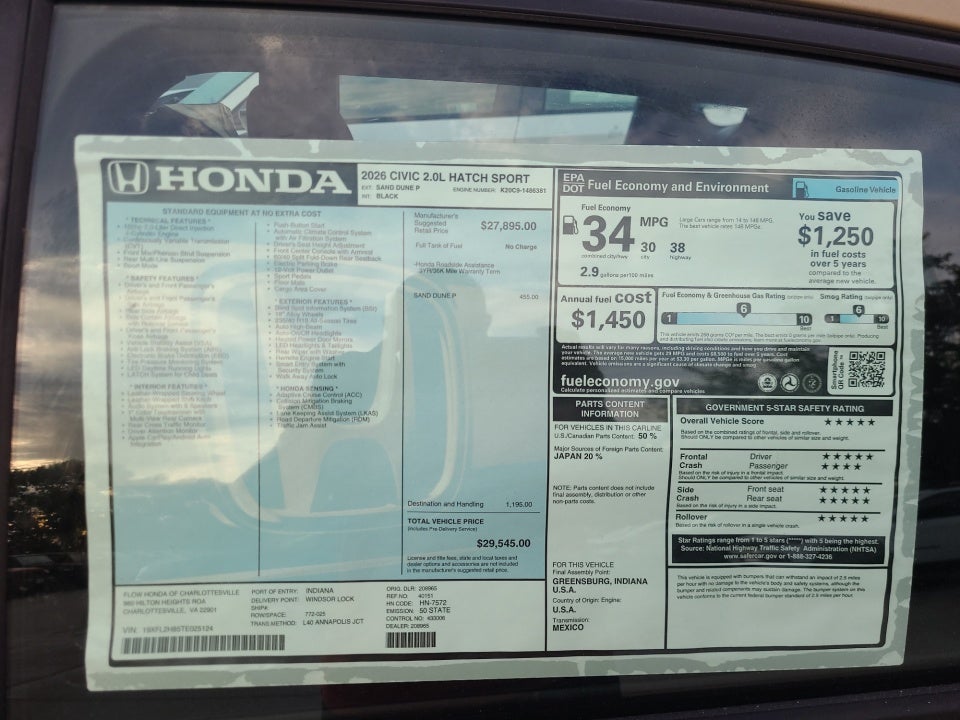2026 Honda Civic Hatchback Sport