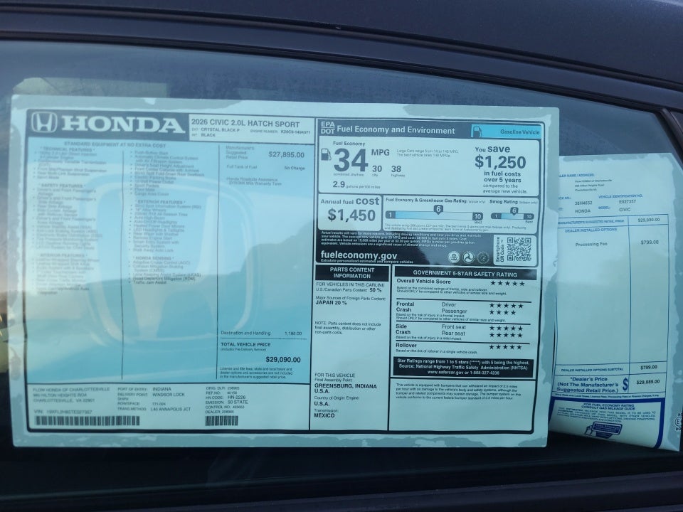 2026 Honda Civic Hatchback Sport
