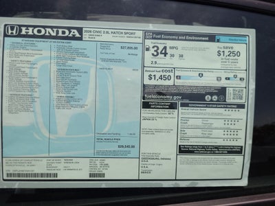 2026 Honda Civic Hatchback Sport