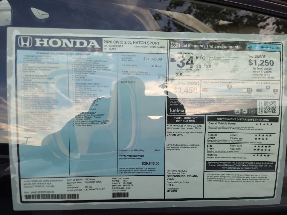 2026 Honda Civic Hatchback Sport
