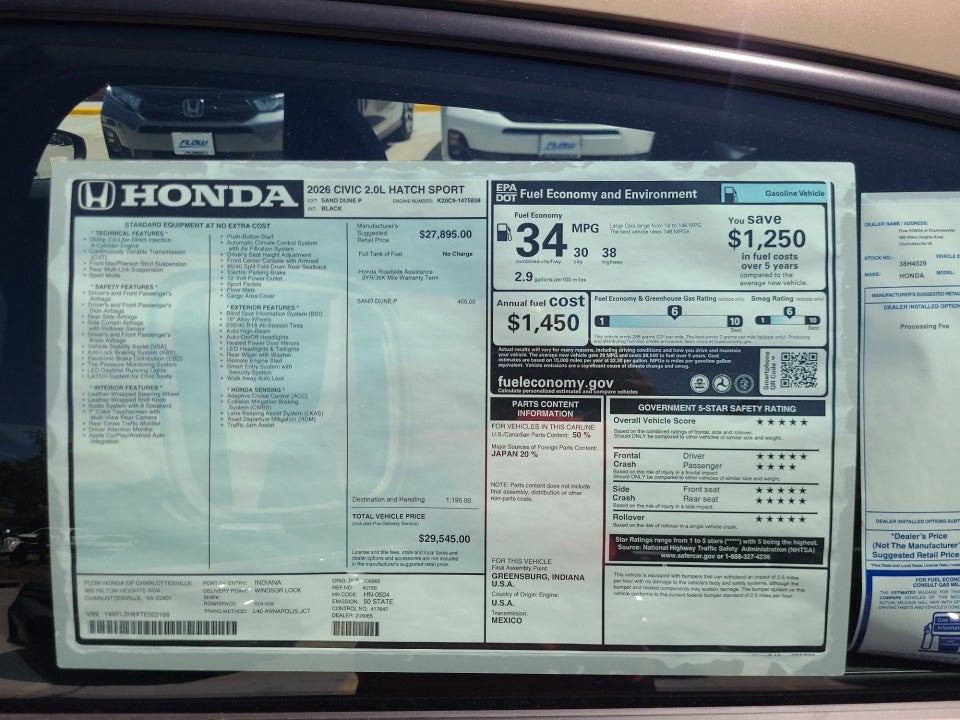 2026 Honda Civic Hatchback Sport