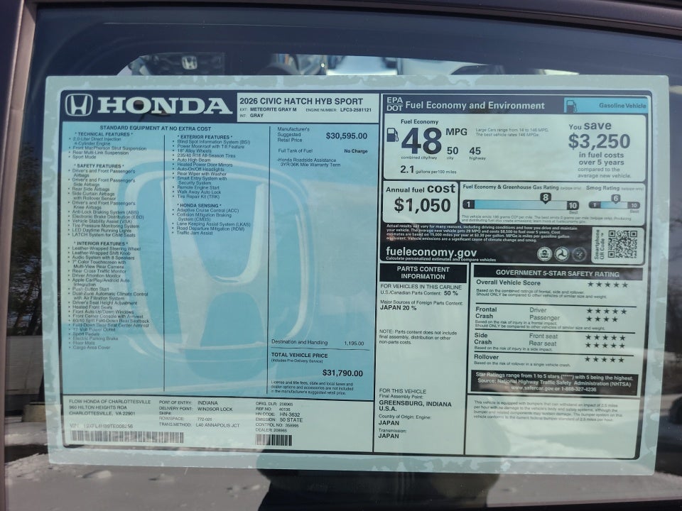 2026 Honda Civic Hybrid Sport