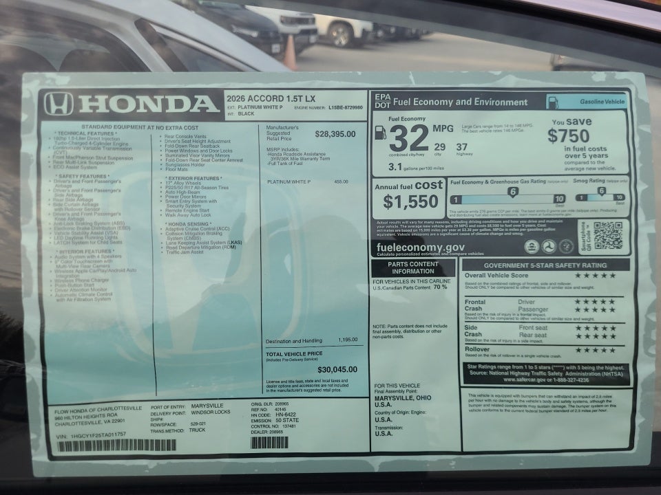 2026 Honda Accord Sedan LX