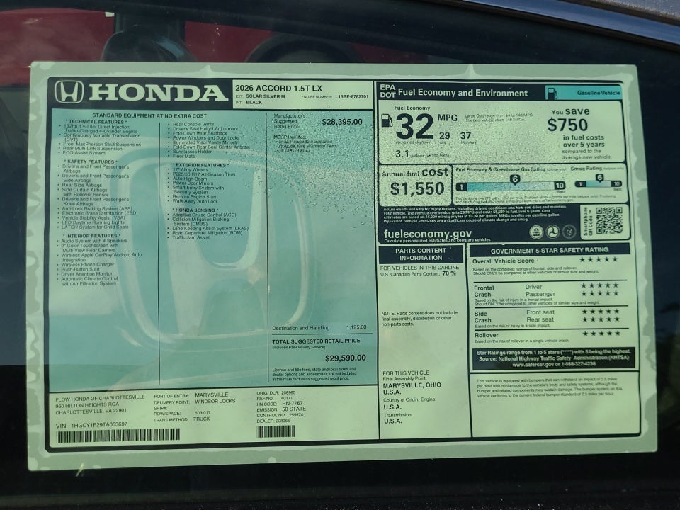 2026 Honda Accord Sedan LX