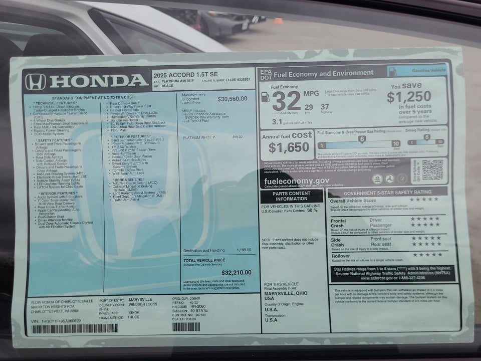 2025 Honda Accord Sedan SE