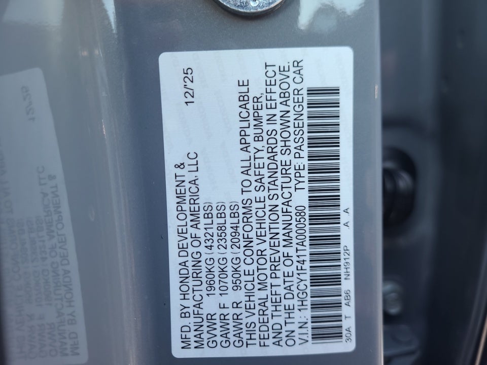 2026 Honda Accord Sedan SE