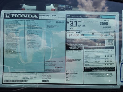 2026 Honda Accord Sedan SE