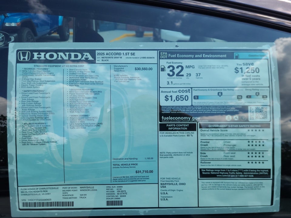 2025 Honda Accord Sedan SE