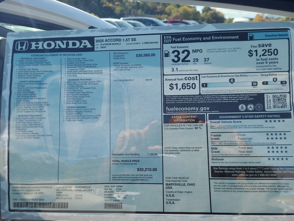 2025 Honda Accord Sedan SE