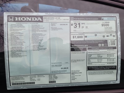 2026 Honda Accord Sedan SE