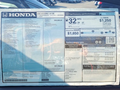 2025 Honda Accord Sedan SE