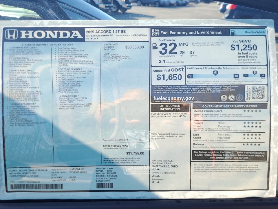 2025 Honda Accord Sedan SE