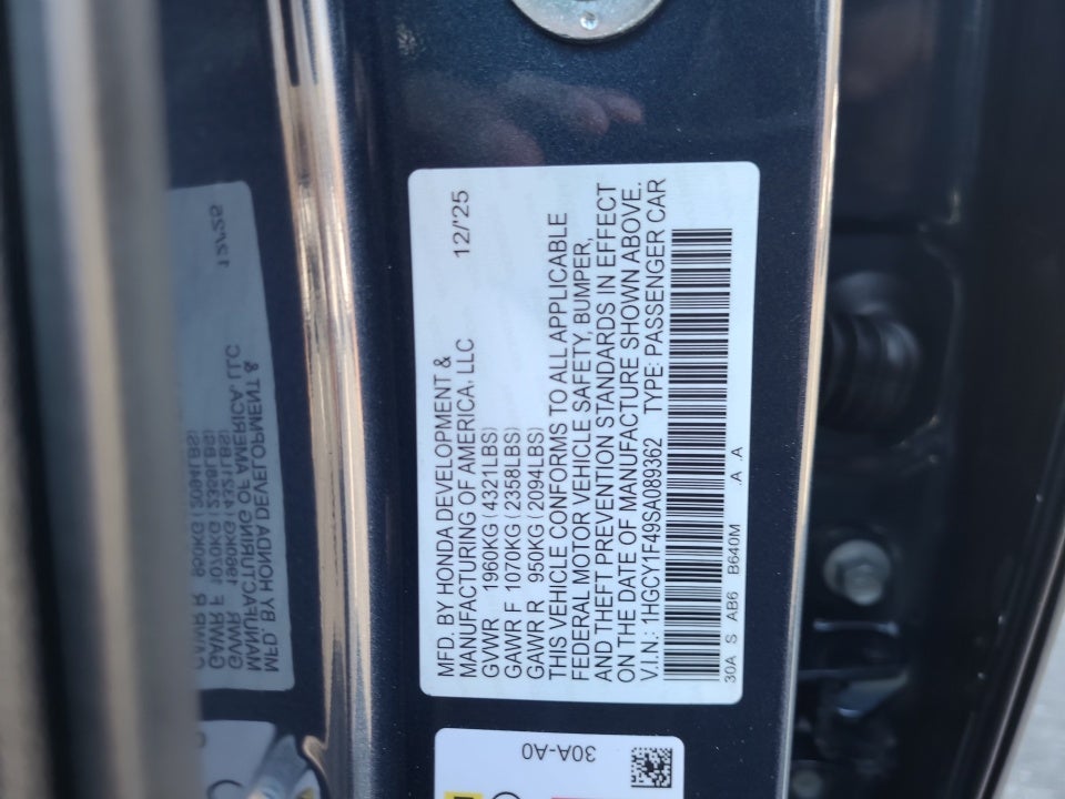 2025 Honda Accord Sedan SE