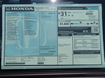 2026 Honda Accord Sedan SE
