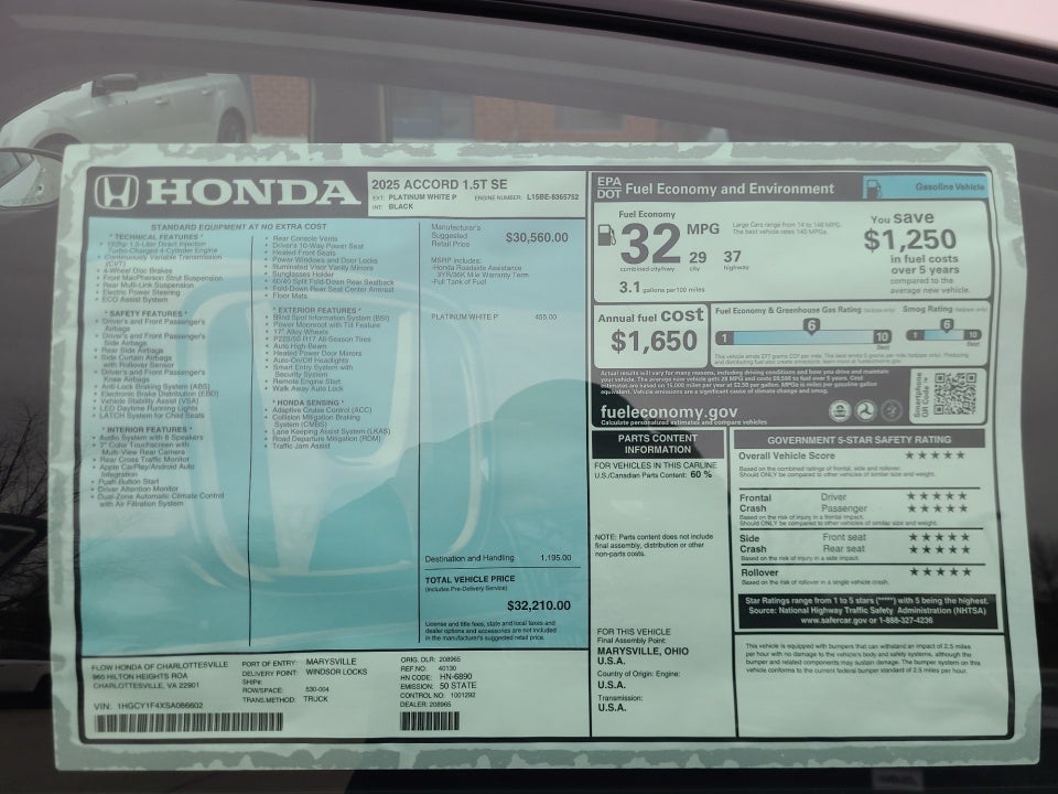 2025 Honda Accord Sedan SE