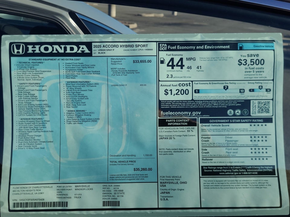 2025 Honda Accord Hybrid Sport