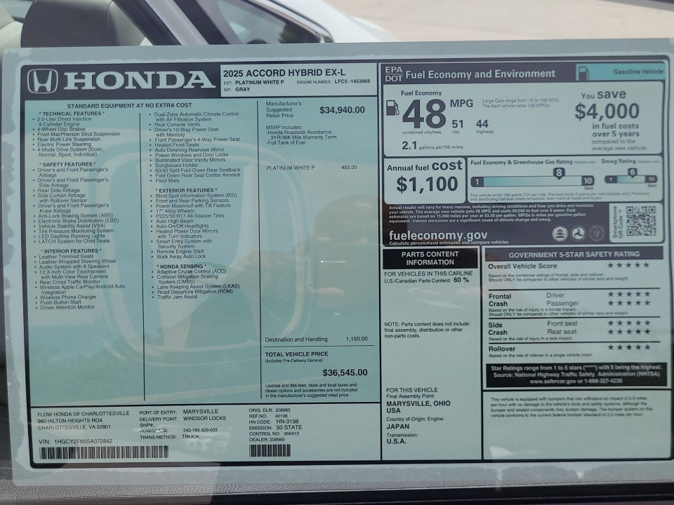 2025 Honda Accord Hybrid EX-L