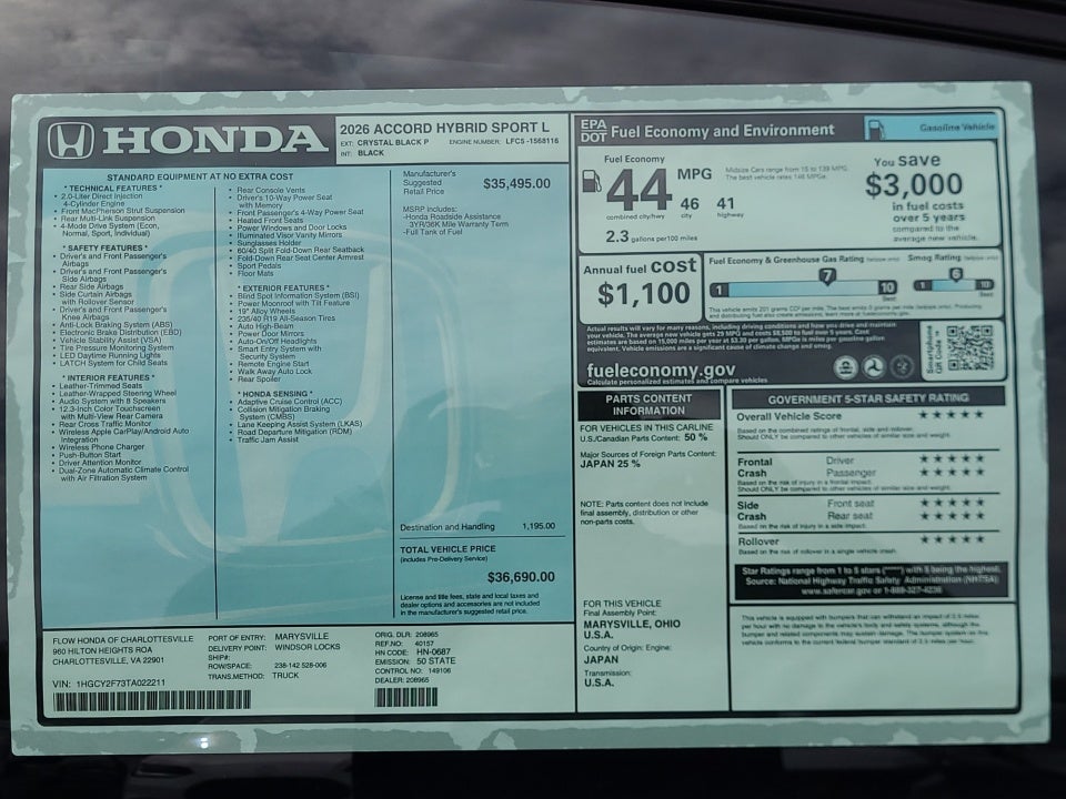 2026 Honda Accord Hybrid Sport-L