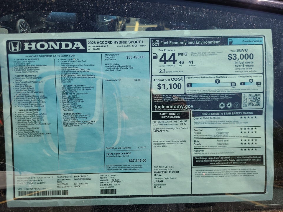 2026 Honda Accord Hybrid Sport-L