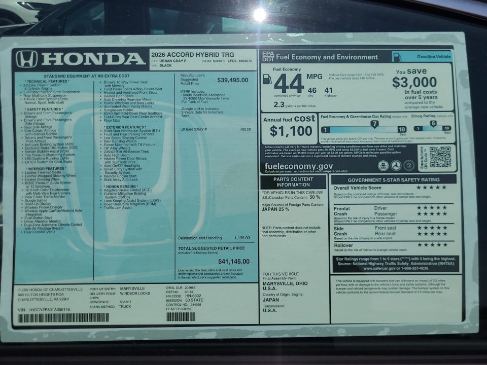 2026 Honda Accord Hybrid Touring