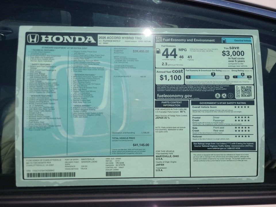 2026 Honda Accord Hybrid Touring