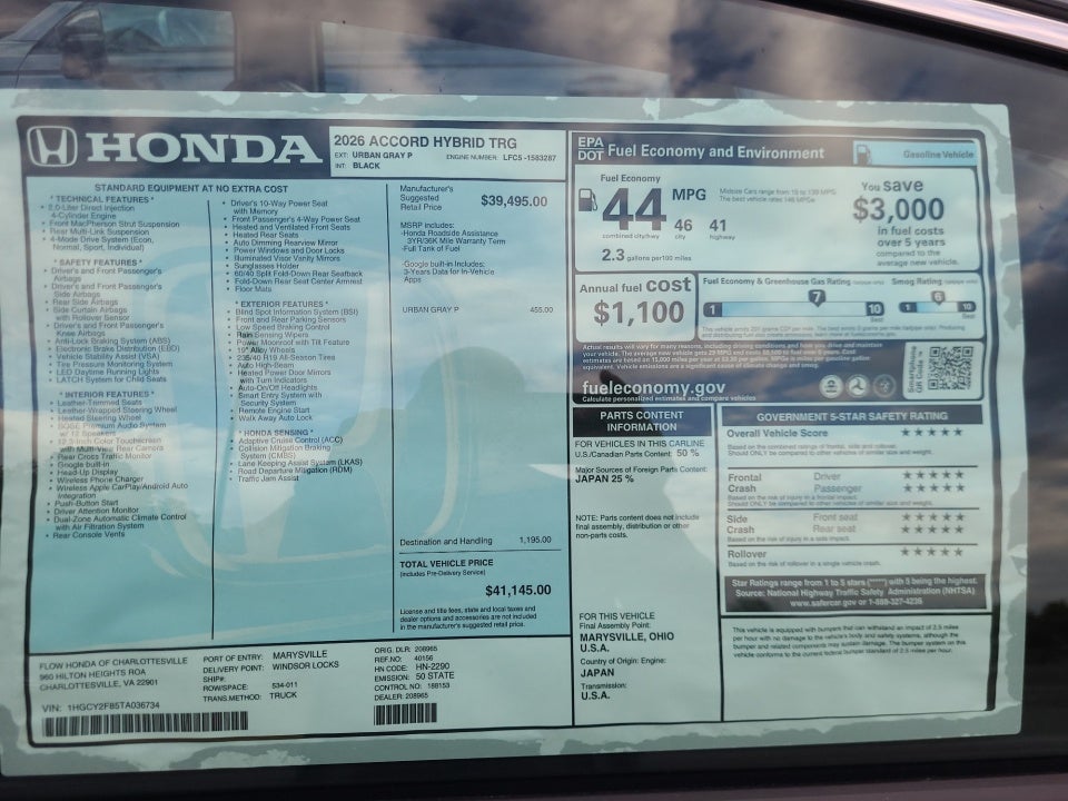 2026 Honda Accord Hybrid Touring