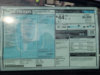 2026 Honda Accord Hybrid Touring