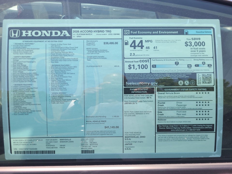 2026 Honda Accord Hybrid Touring