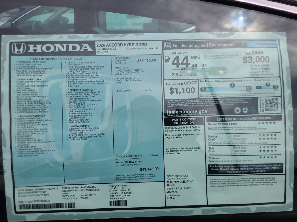 2026 Honda Accord Hybrid Touring