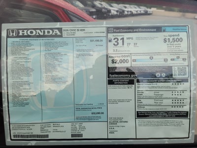 2026 Honda Civic Si Manual