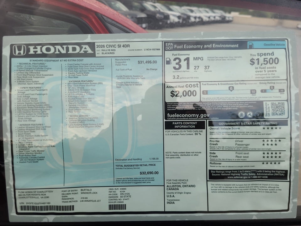 2026 Honda Civic Si Manual