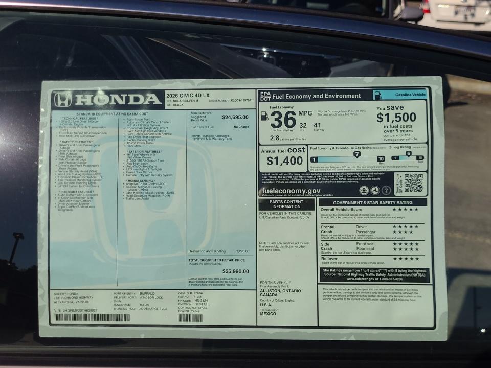 2026 Honda Civic Sedan LX