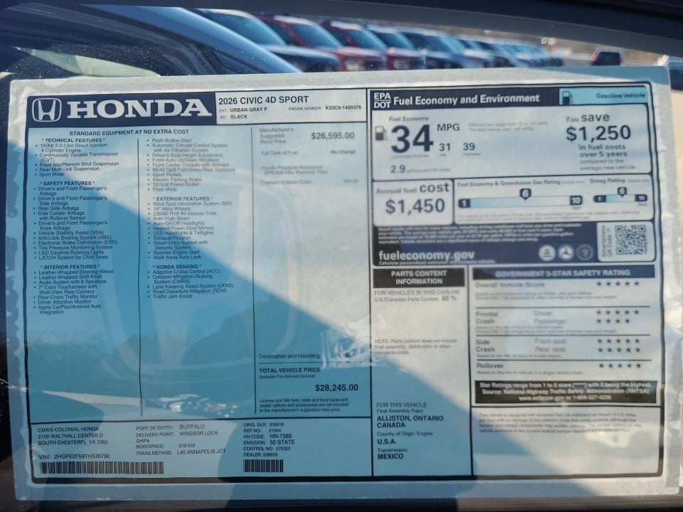 2026 Honda Civic Sedan Sport