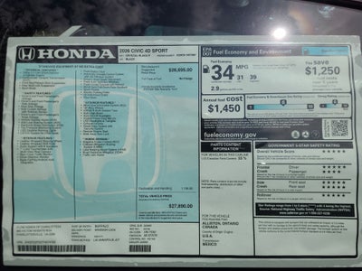 2026 Honda Civic Sedan Sport