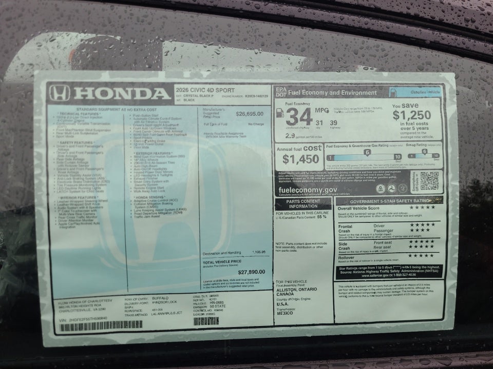 2026 Honda Civic Sedan Sport